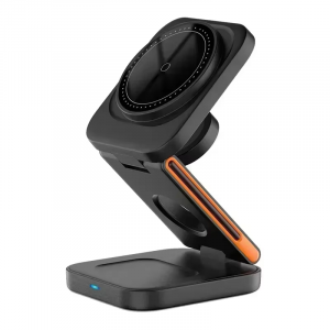 Portable 3-in-1 Magnetic Wireless Charger Stand – Fast 15W Power Iphone- Iwatch